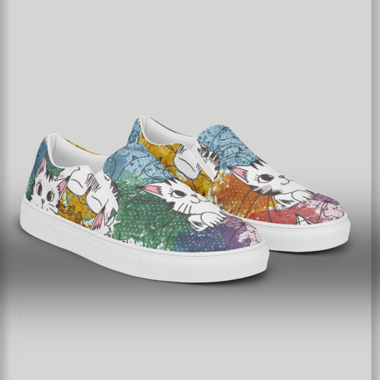 Expressive Feline Fun slip-on canvas shoes