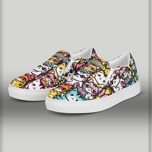 Adorable Cat Carnival slip-on canvas shoes