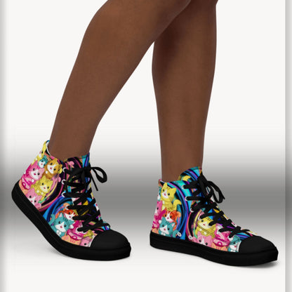 Colorful Cat Crew high top canvas