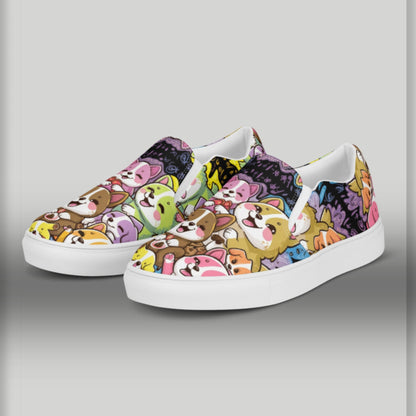 Happy Dogs cartoons slip-on canvas