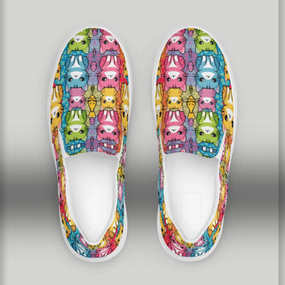 Colorful Kawaii Cats slip-on canvas shoes