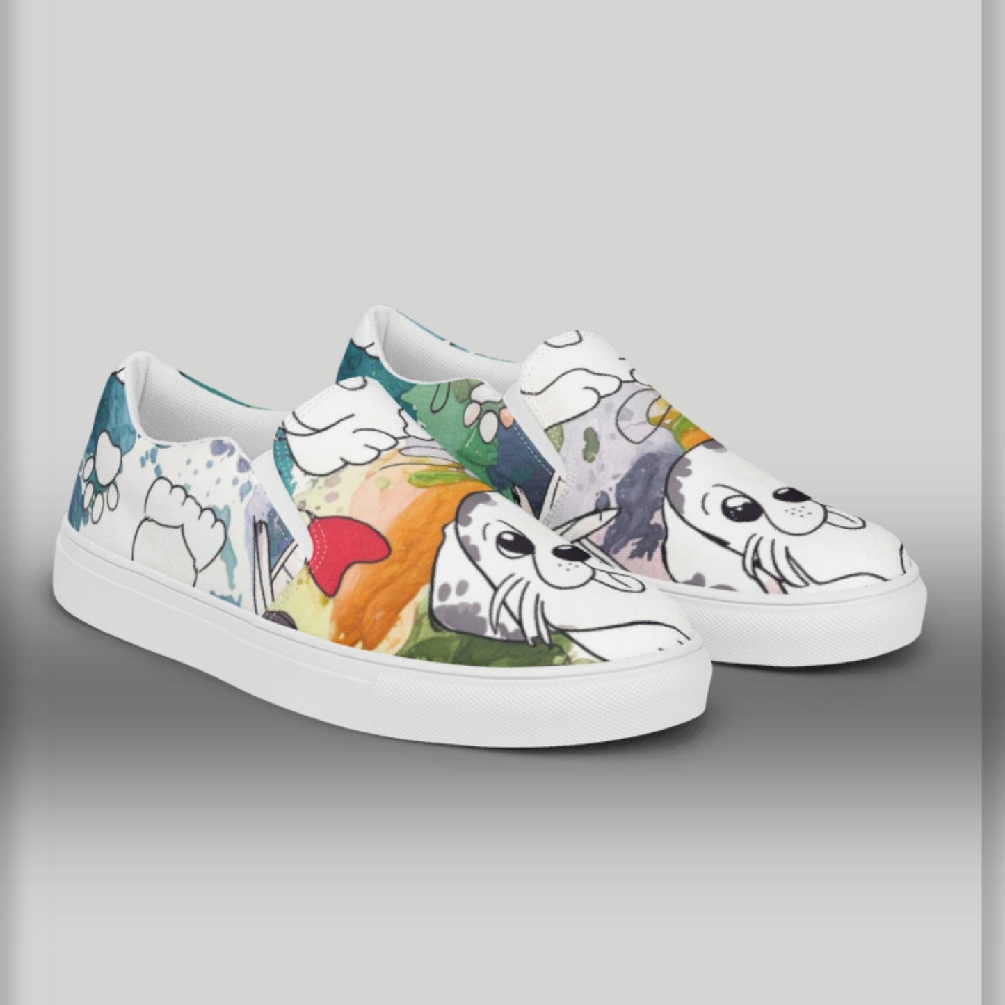 Happy Dog Face slip-on canvas shoes