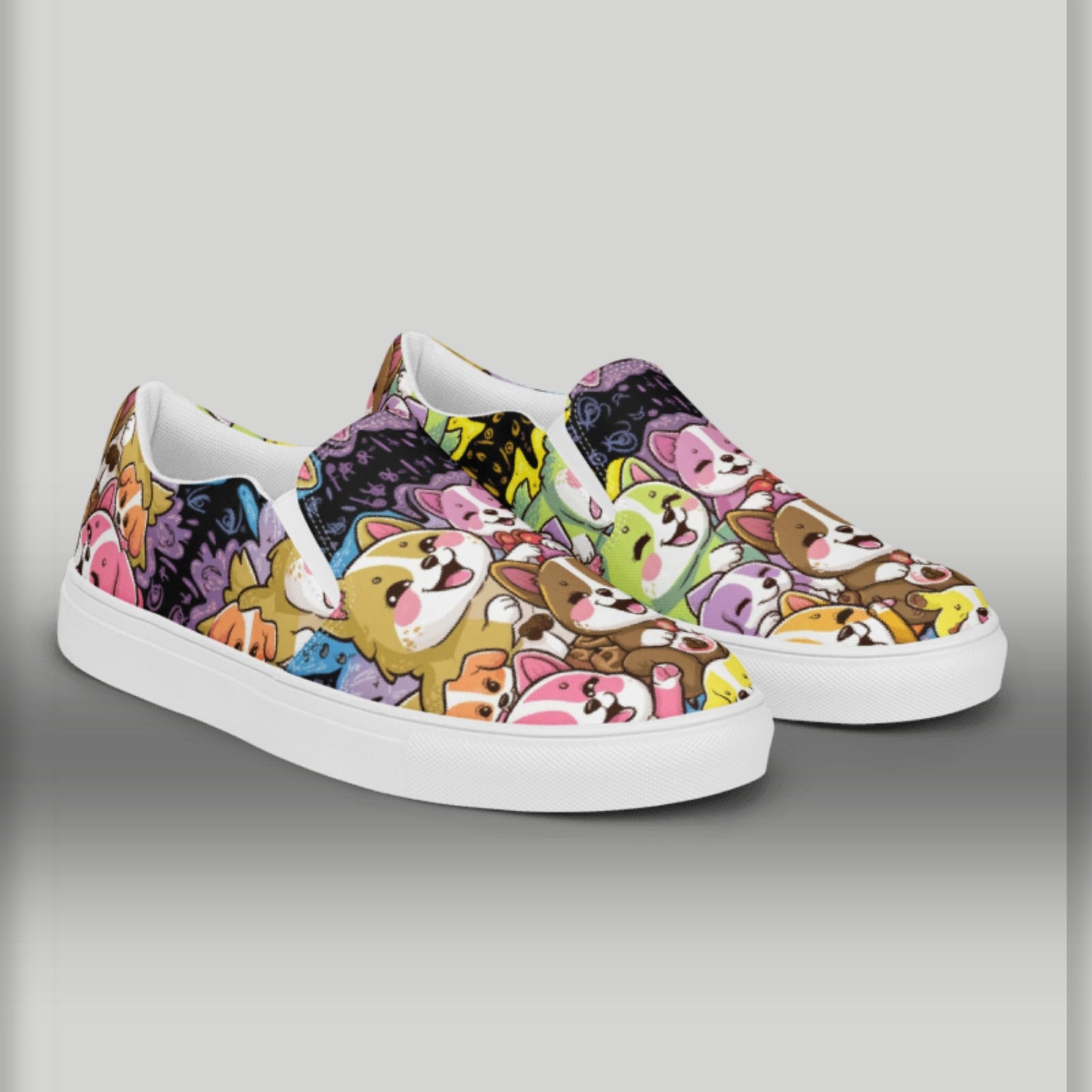 Happy Dogs cartoons slip-on canvas