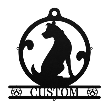 custom seated dog metal sign