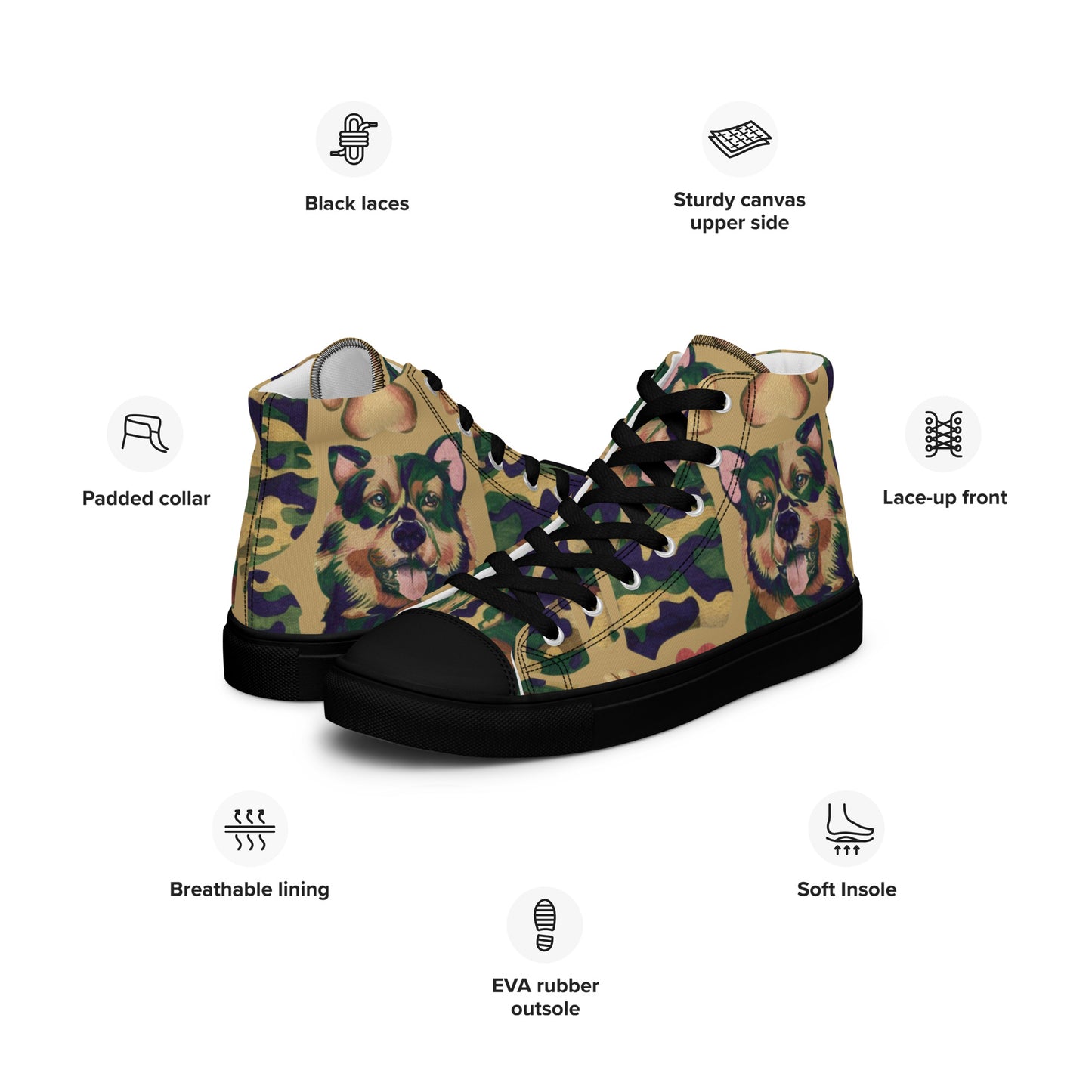 Dynamic Dog Camo high top canvas