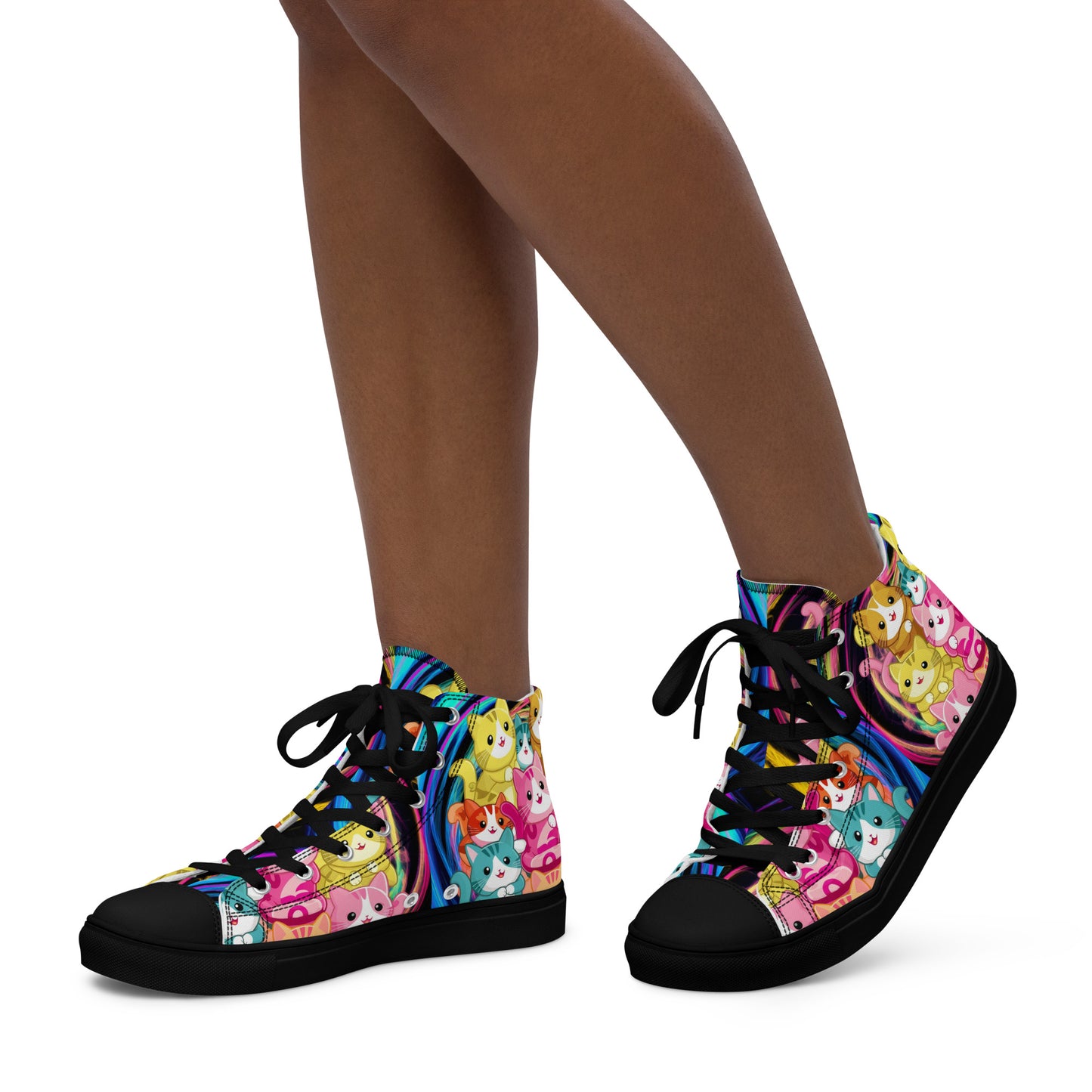 Colorful Cat Crew high top canvas