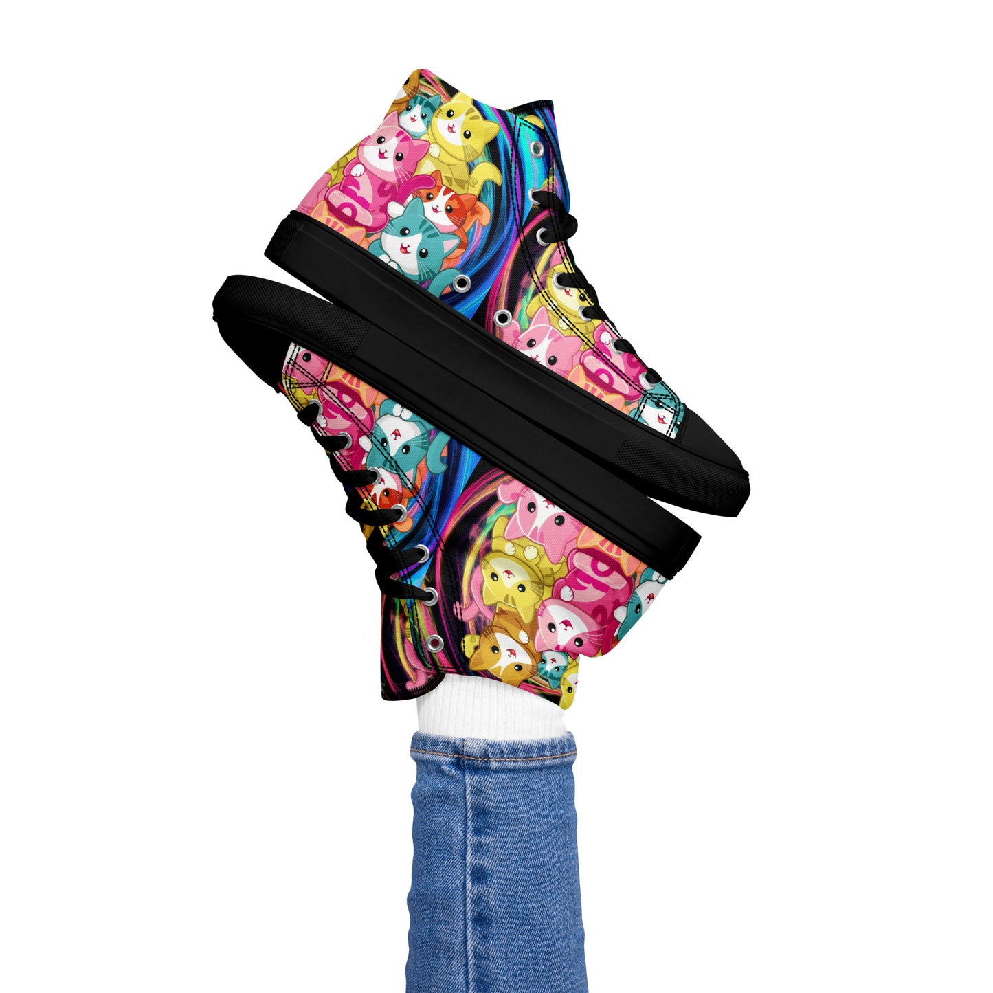 Colorful Cat Crew high top canvas