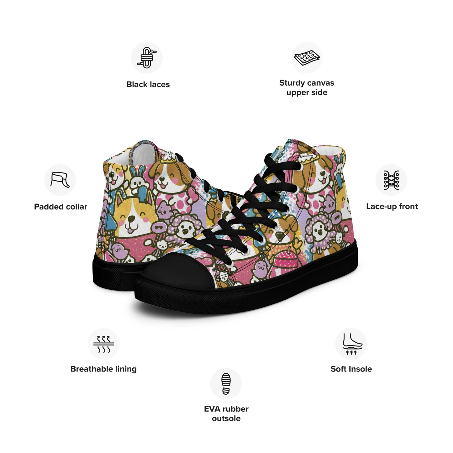 Playful Pooches high top canvas