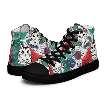 Vibrant Cat Splash high top canvas