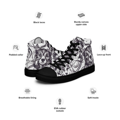 Intricate Canine Art Women’s high top canvas shoes