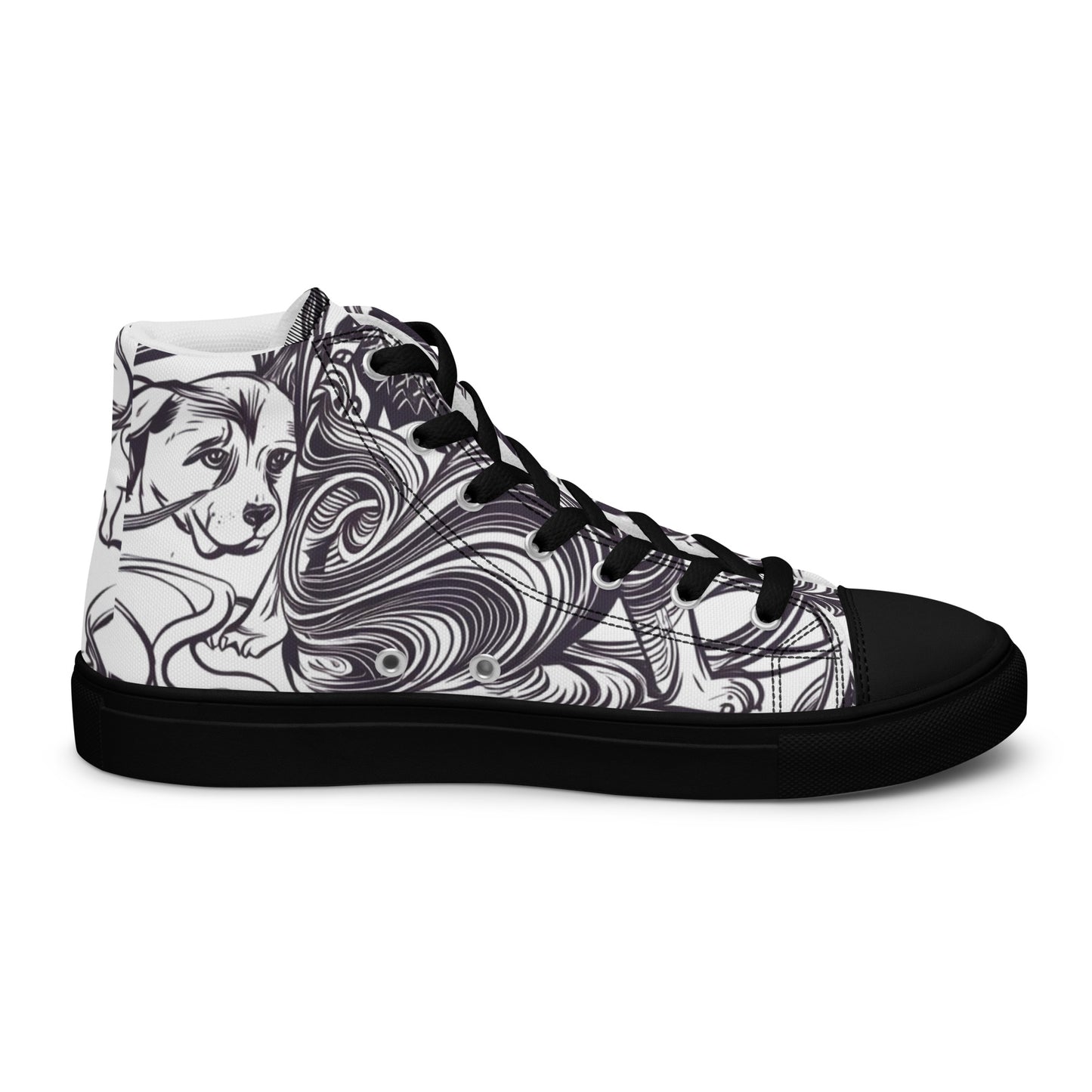 Intricate Canine Art Women’s high top canvas shoes