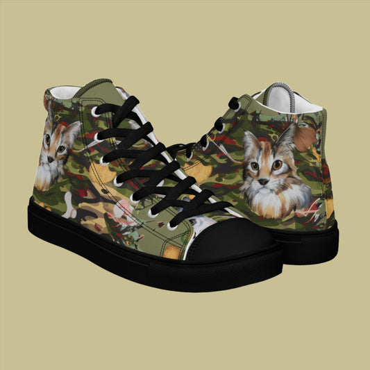 Cat Charm & Camo Blend high top canvas