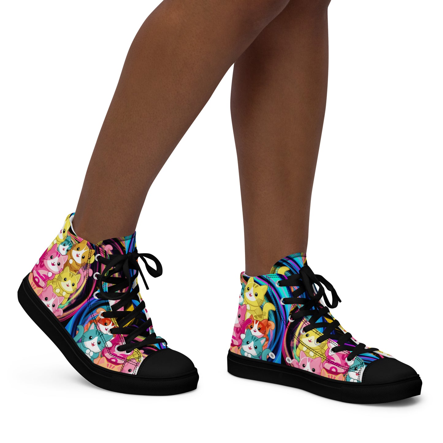 Colorful Cat Crew high top canvas