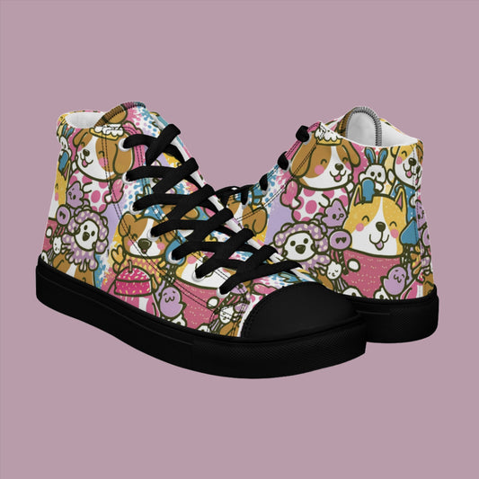 Playful Pooches high top canvas
