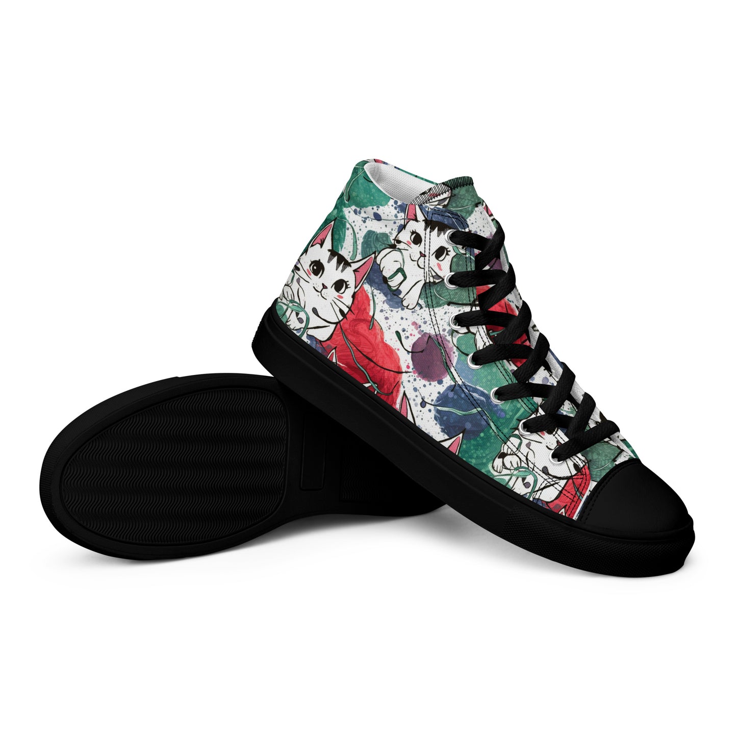 Vibrant Cat Splash high top canvas