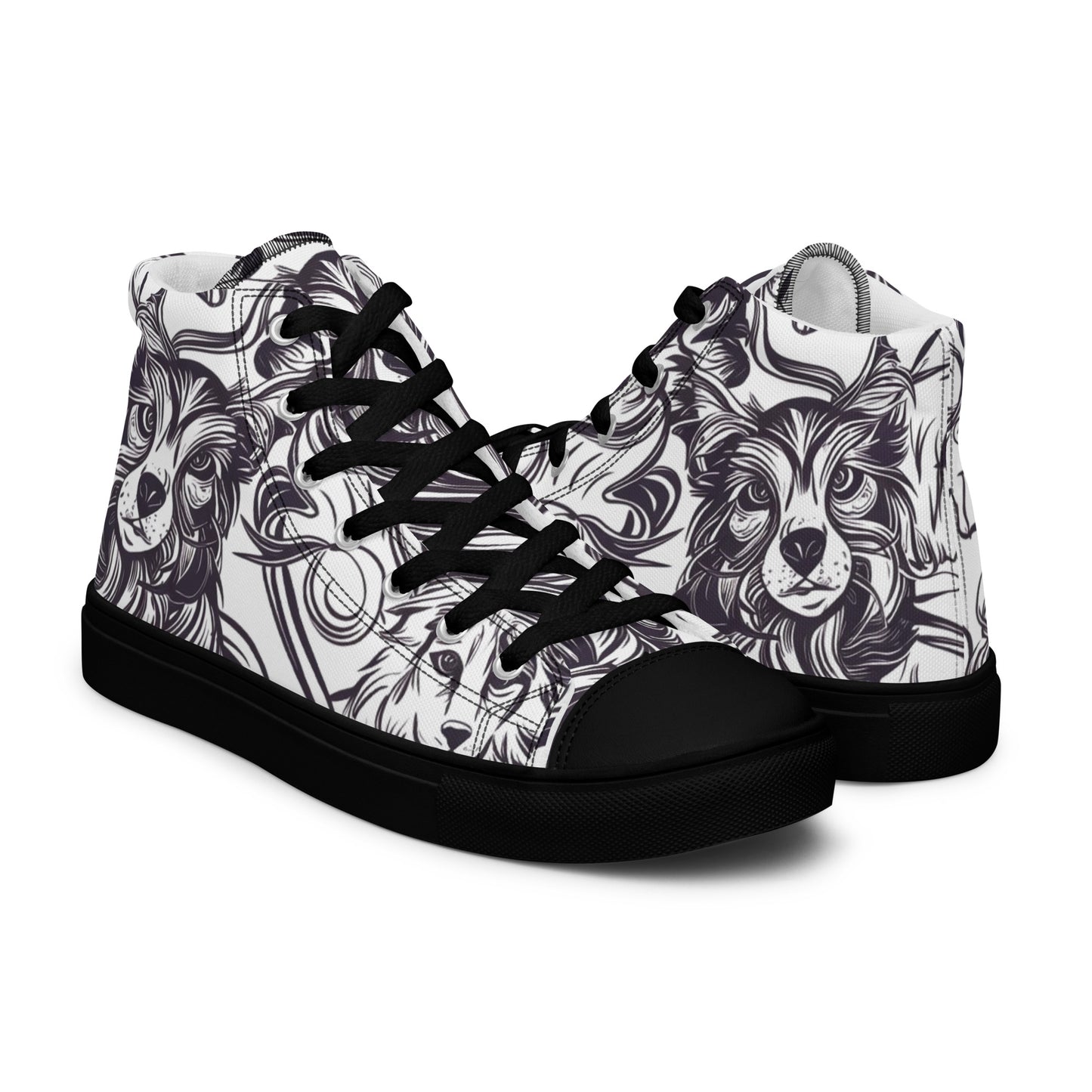 Intricate Canine Art Women’s high top canvas shoes