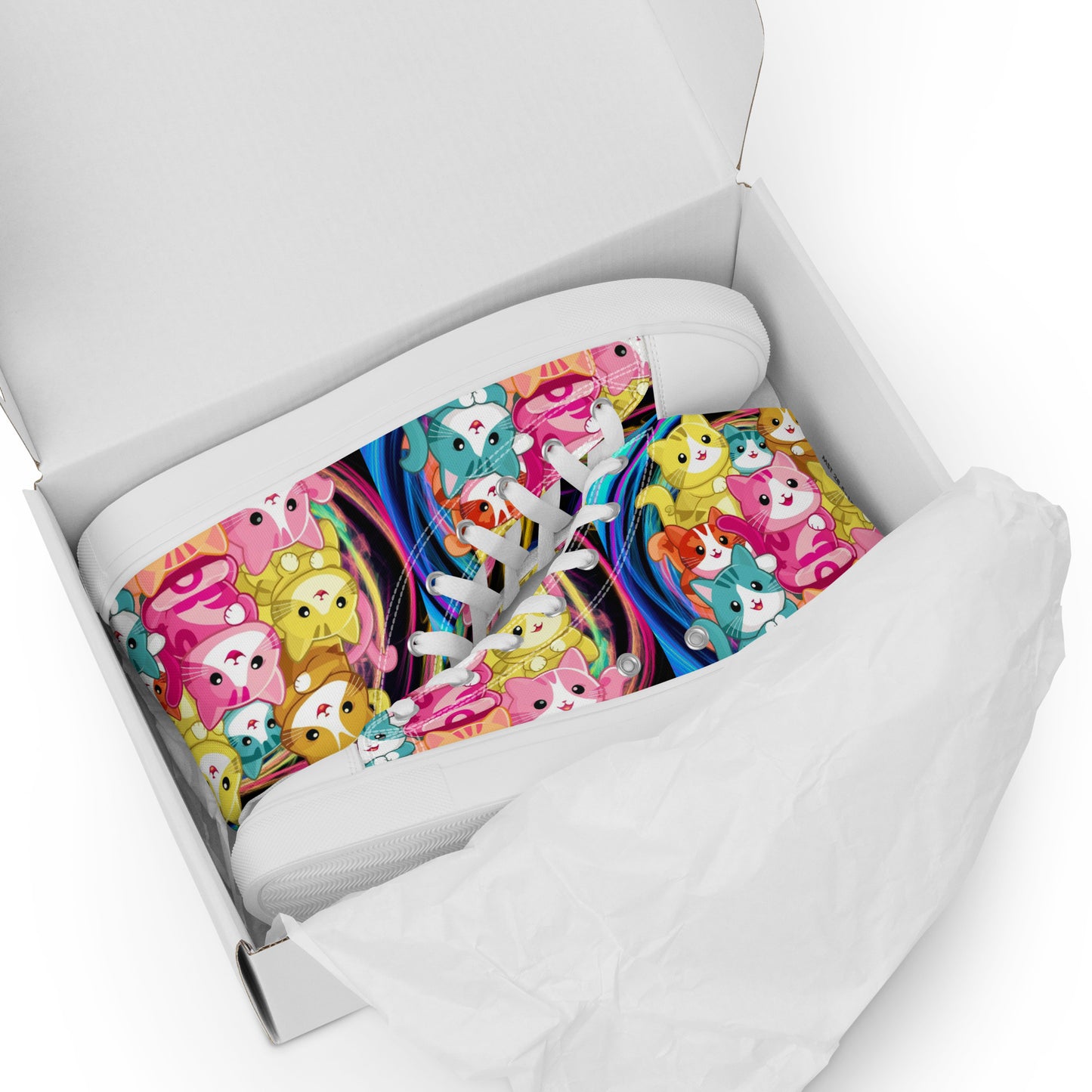 Colorful Cat Crew high top canvas