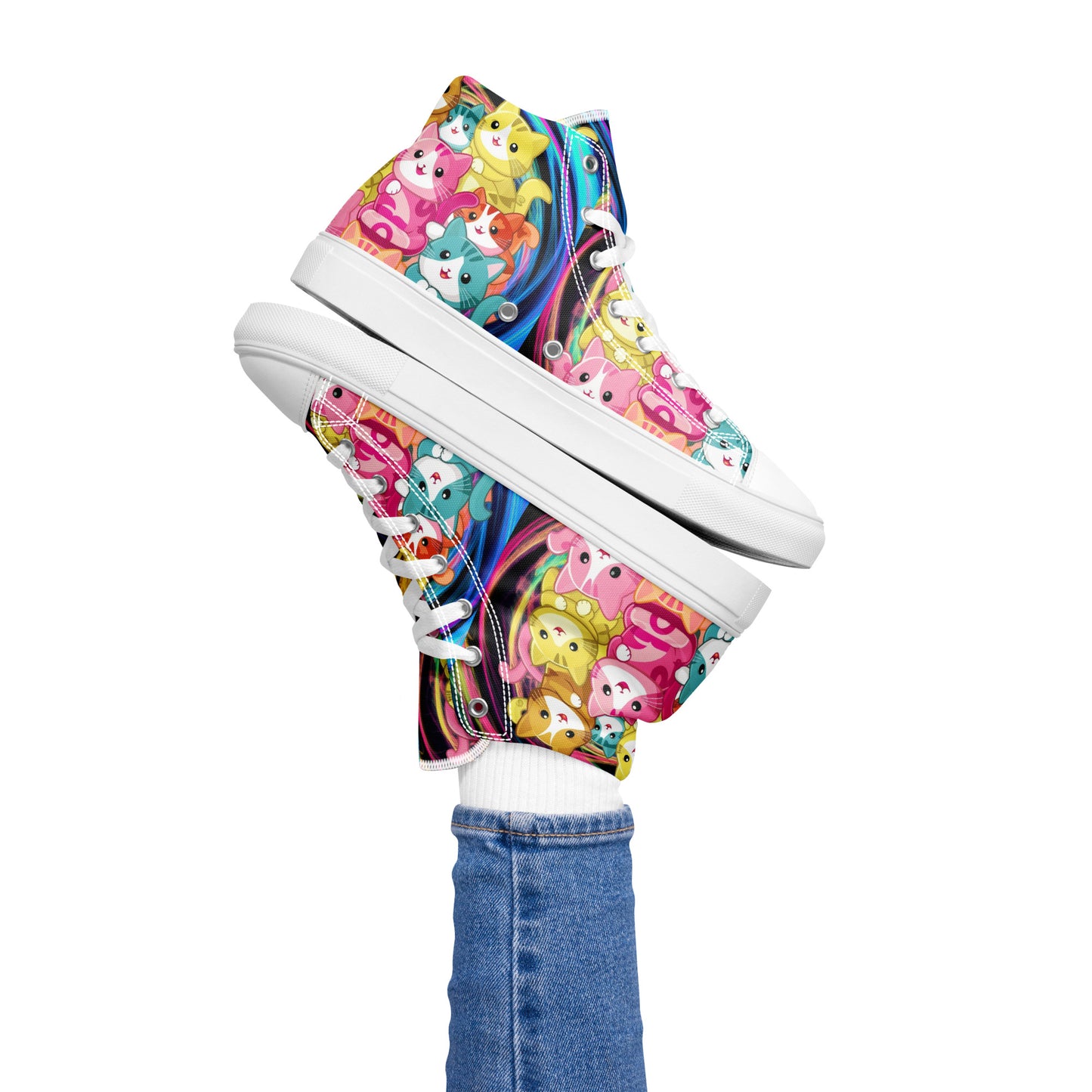 Colorful Cat Crew high top canvas