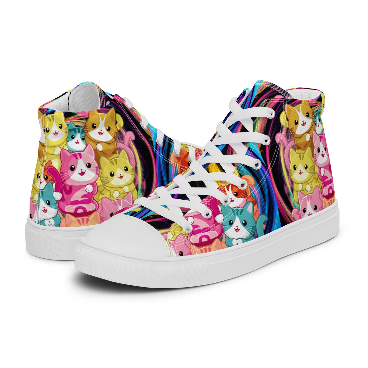 Colorful Cat Crew high top canvas