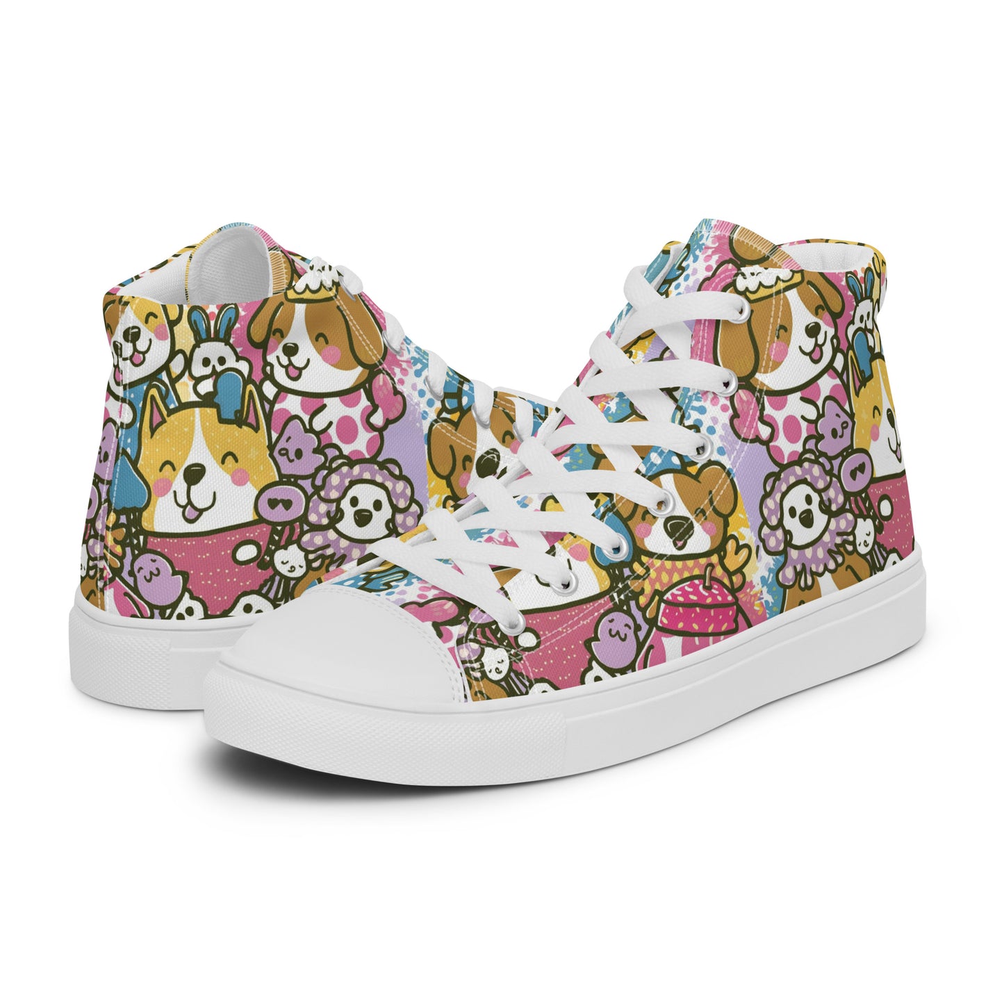 Playful Pooches high top canvas