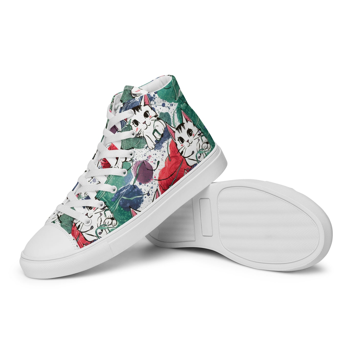 Vibrant Cat Splash high top canvas