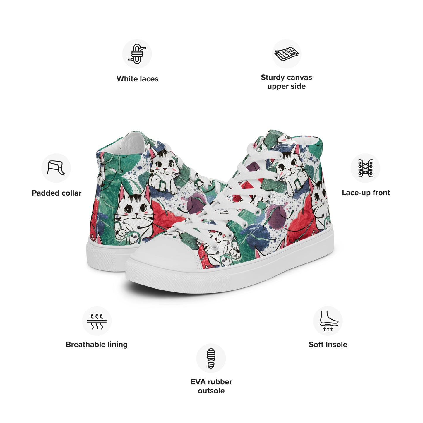 Vibrant Cat Splash high top canvas