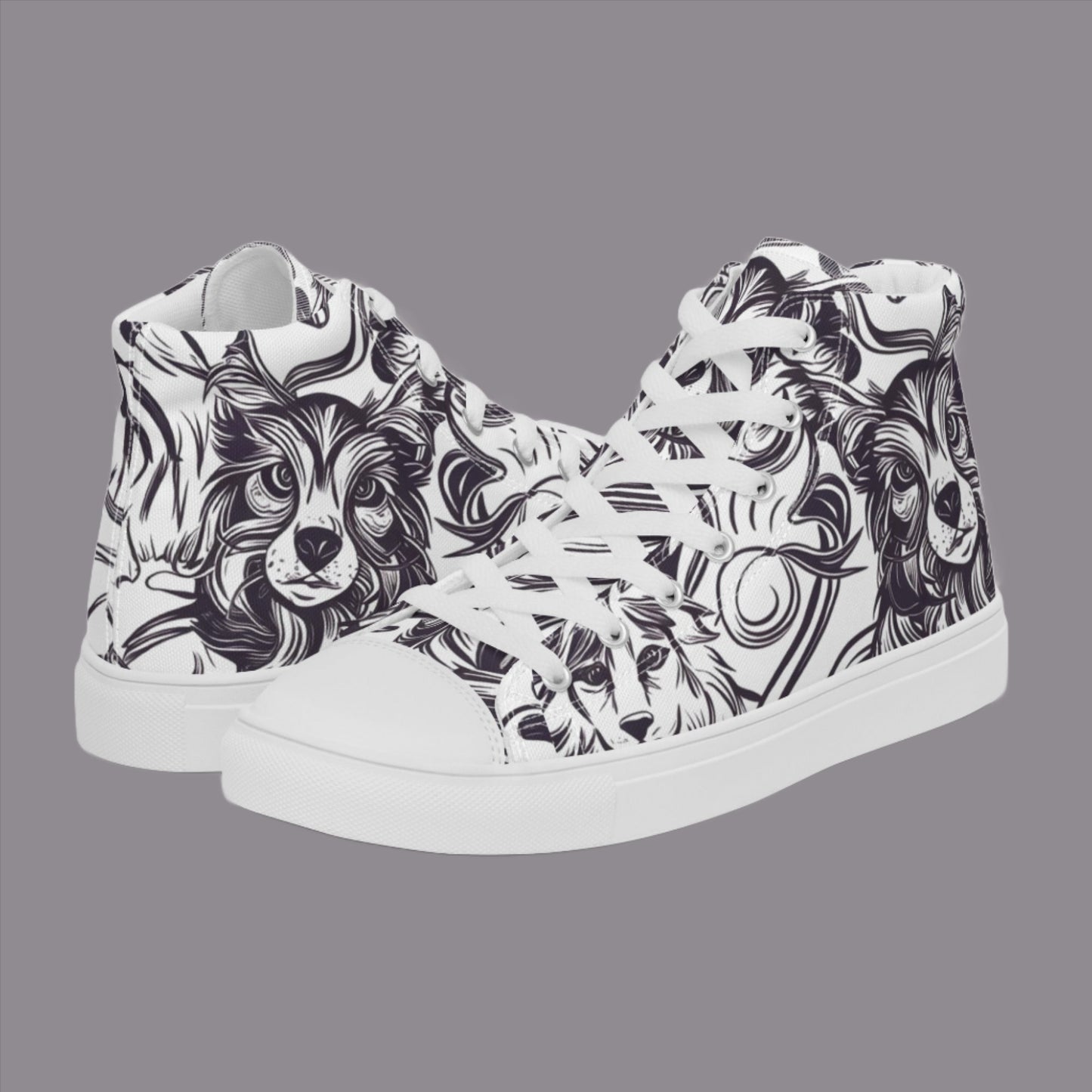 Intricate Canine Art Women’s high top canvas shoes