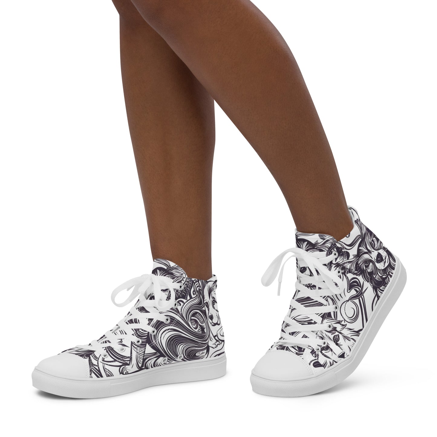 Intricate Canine Art Women’s high top canvas shoes