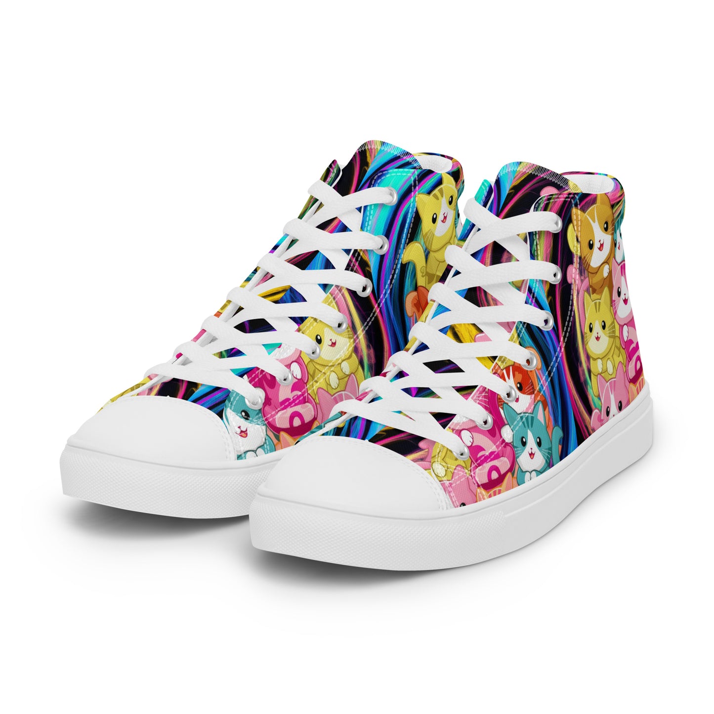 Colorful Cat Crew high top canvas