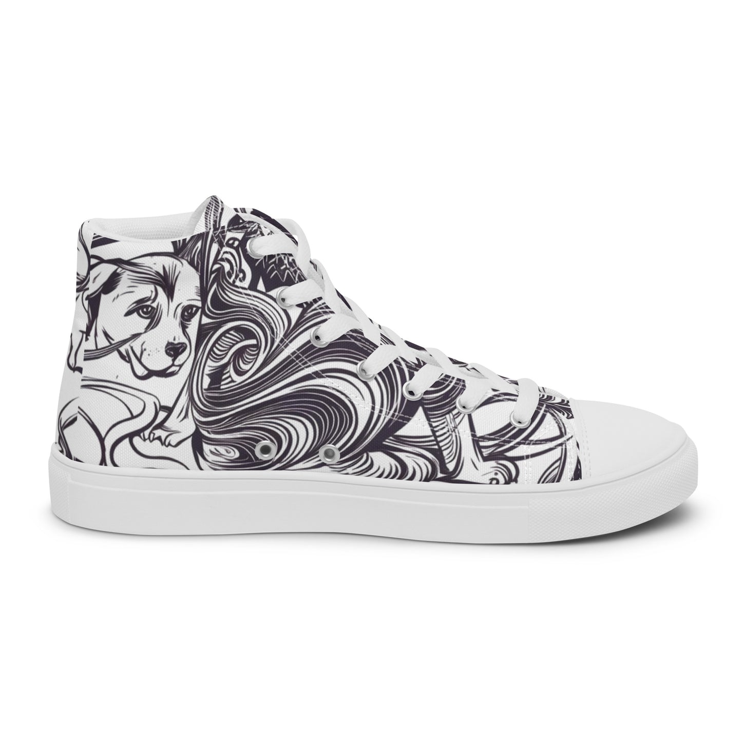 Intricate Canine Art Women’s high top canvas shoes