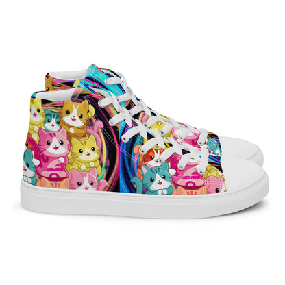 Colorful Cat Crew high top canvas