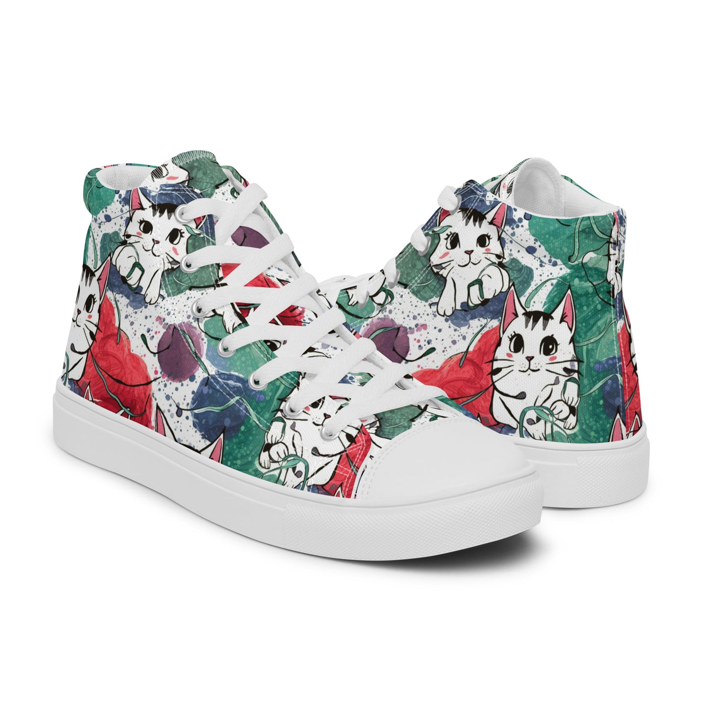 Vibrant Cat Splash high top canvas