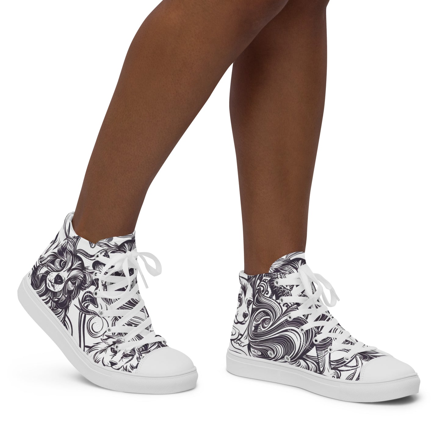 Intricate Canine Art Women’s high top canvas shoes