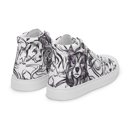 Intricate Canine Art Women’s high top canvas shoes