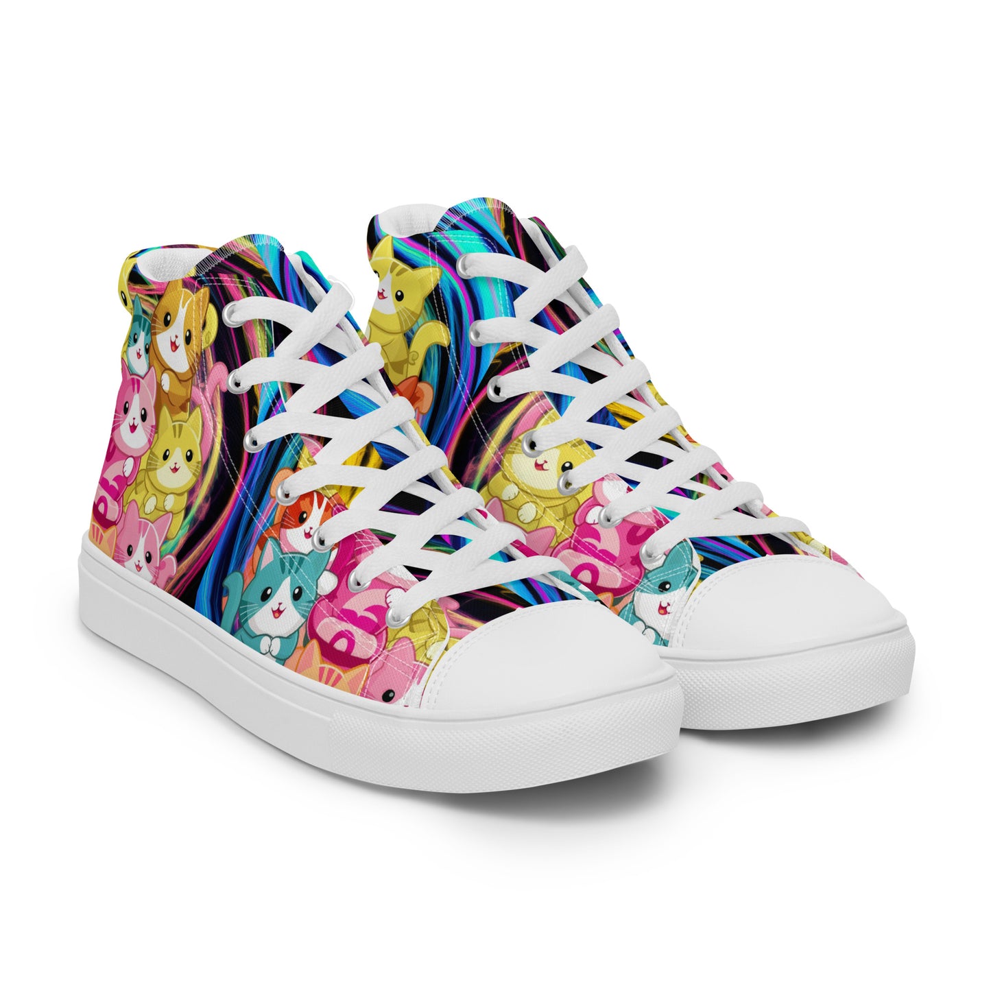 Colorful Cat Crew high top canvas