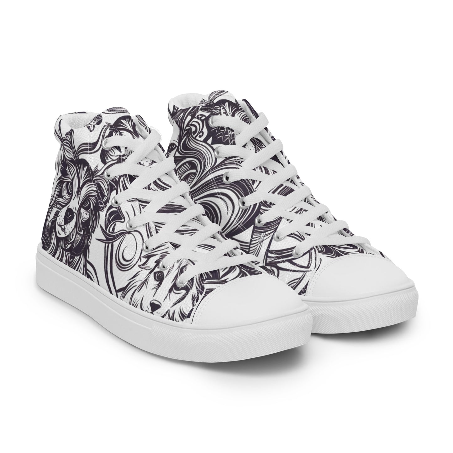 Intricate Canine Art Women’s high top canvas shoes