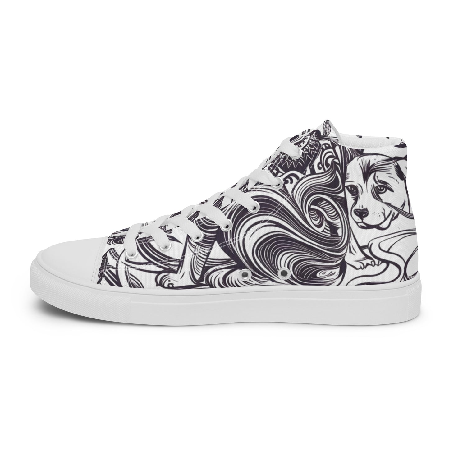 Intricate Canine Art Women’s high top canvas shoes