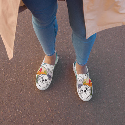 Happy Dog Face slip-on canvas shoes