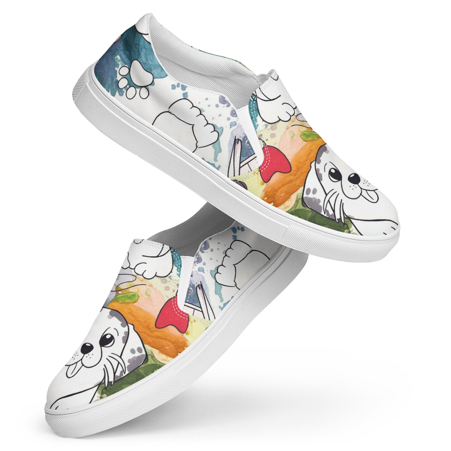 Happy Dog Face slip-on canvas shoes
