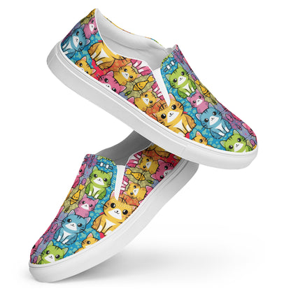 Colorful Kawaii Cats slip-on canvas shoes