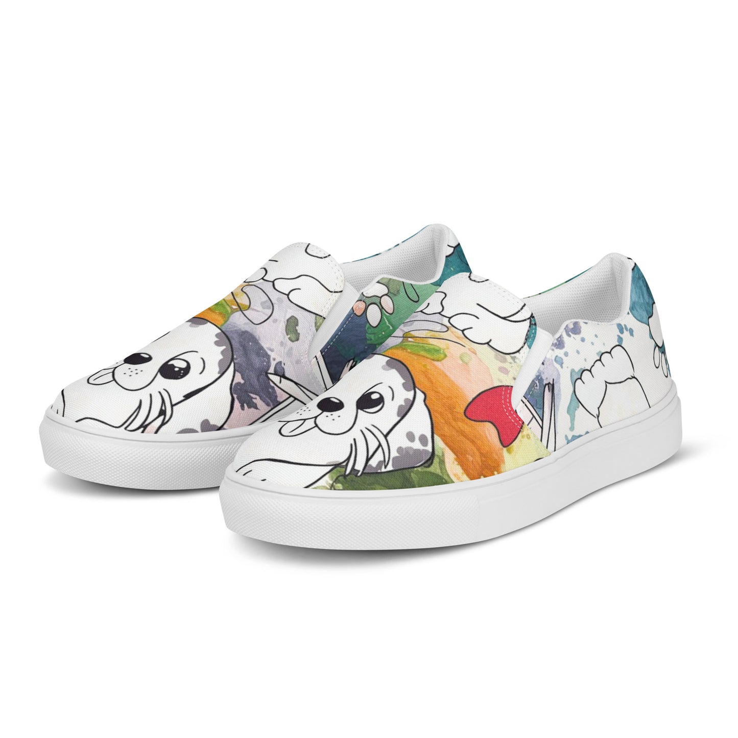 Happy Dog Face slip-on canvas shoes