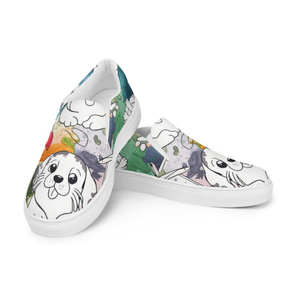 Happy Dog Face slip-on canvas shoes