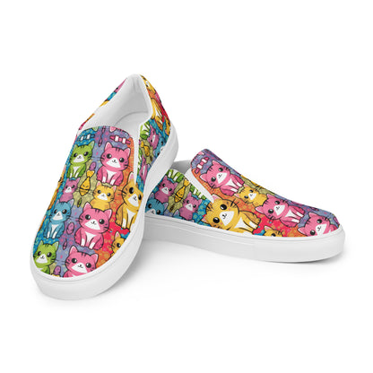 Colorful Kawaii Cats slip-on canvas shoes