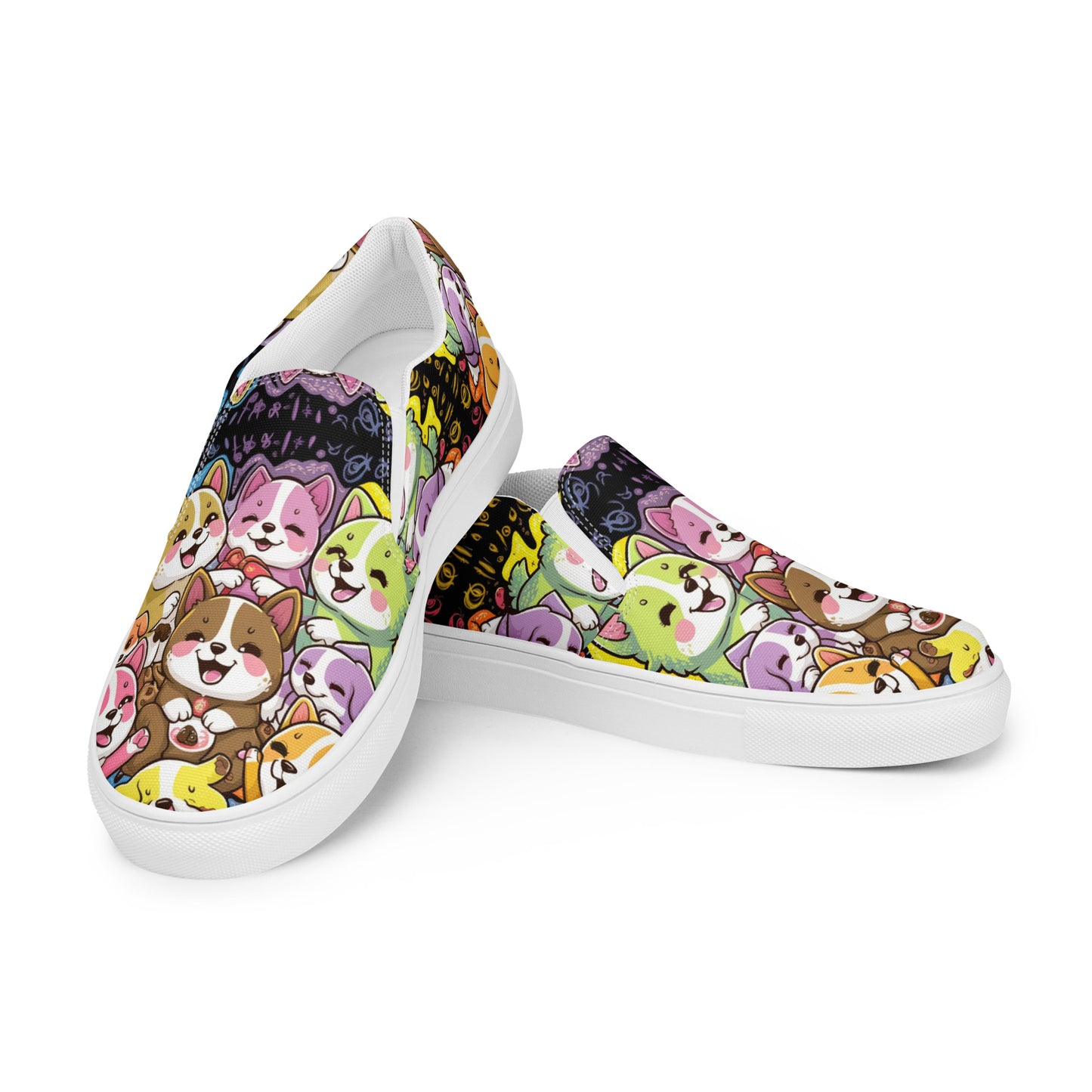 Happy Dogs cartoons slip-on canvas