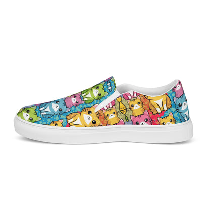 Colorful Kawaii Cats slip-on canvas shoes