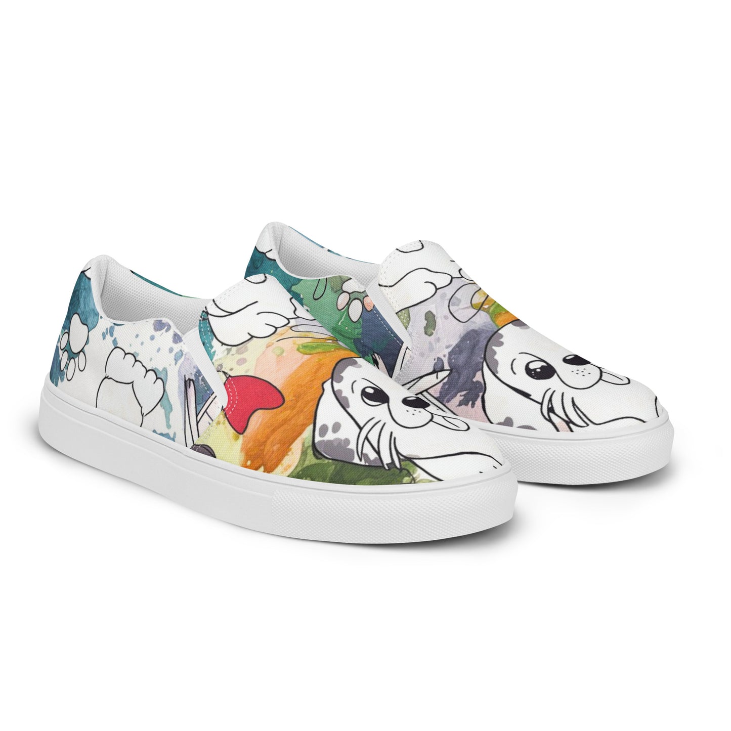 Happy Dog Face slip-on canvas shoes