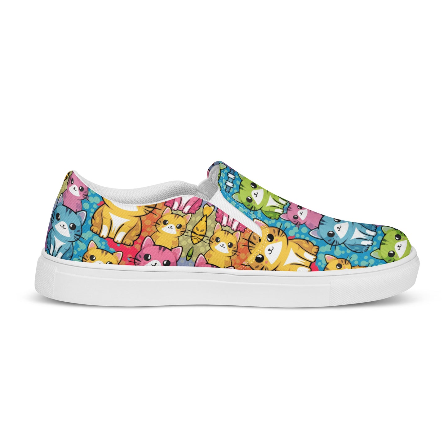 Colorful Kawaii Cats slip-on canvas shoes